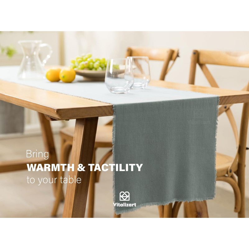Vitalizart Green Table Runner 14 x 90 Inches Long Slub