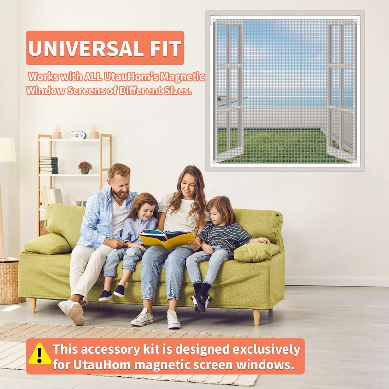 UtauHom DIY Magnetic Window Screen Accessories with 8pcs Window Screen