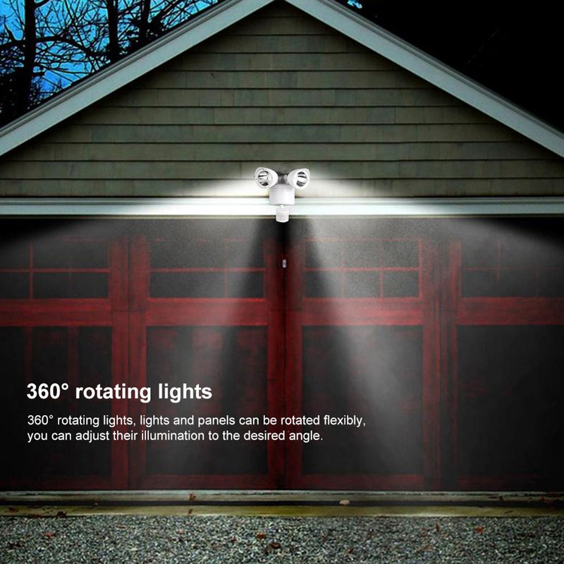 Outdoor Waterproof Double Lamp Head 22 LED Solar Power PIR