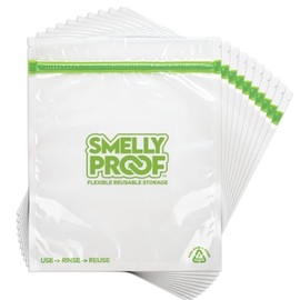 Smelly Proof Reusable Food Storage Bags Designed & MFG, USA MADE, Dishwasher-Safe, Easy-To-Clean, BPA FREE, NO PEVA, Clear FLAT Large 3-mil Thick, 8.5" x 10", Quart Size Ziplock Bags, 10-Pack