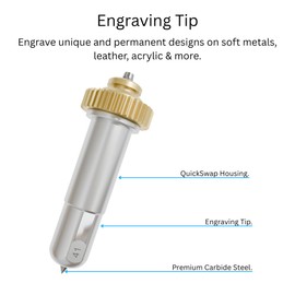 Engraving Tip + QuickSwap Housing, Premium Carbide Steel Engraving Tool for Lasting Designs on Metal, Glass, Leather & More, Compatible with Maker Cutting Machines.