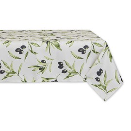 DII Indoor/Outdoor Tabletop Collection Olive Print, Machine Washable & Water Resistant, 60x84