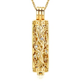 Urn Necklace for Ashes for Women Men Tree of Life Cylinder Cremation Jewelry Vial Cremation Ash Pendant Memorial Jewelry Gifts Ashes Necklace