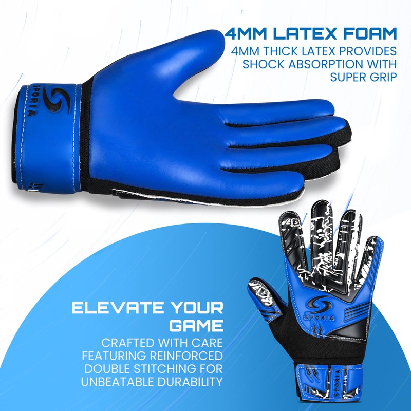 SPORIA Youth Goalie Gloves (Fluo Blue, 5)