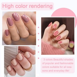 Pink Nail Polish Set - Nude Nail Varnish - 3pcs Nude Pink Cherry Blossom Polish Quick Dry Gift Set DIY Long Lasting Nail Art