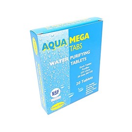 Clean Tabs 040781 Aqua Mega Water Purifying Tablet, Blue, Pack of 20
