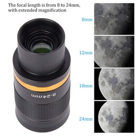 8mm~24mm Telescopic Eyepiece All-Metal Endless Zoom Eyepiece for Astronomical Telescope (Black)