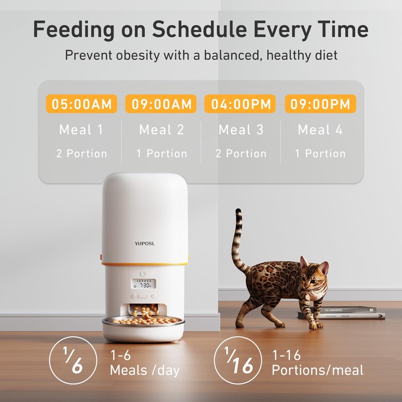 Automatic Cat Feeder - 4L Timed Auto Pet Feeder for