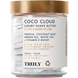 Truly Crema de afeitar Beauty Coco Cloud para mujeres con piel sensible, manteca de afeitar batida para piernas, vello púbico, axilas, cuerpo, zona ín