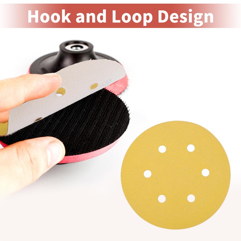 A ABSOPRO 6 Inch 6-Hole Sanding Discs Round Velcro Sandpaper