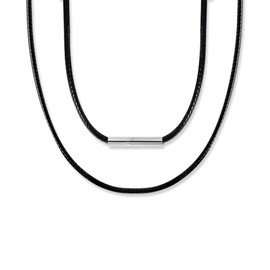 Leather Necklace Black Cord Leather Necklace Waterproof Braided Rope Western Necklaces with Stainless Steel Clasp Western Jewelry Gifts Dress Accessories