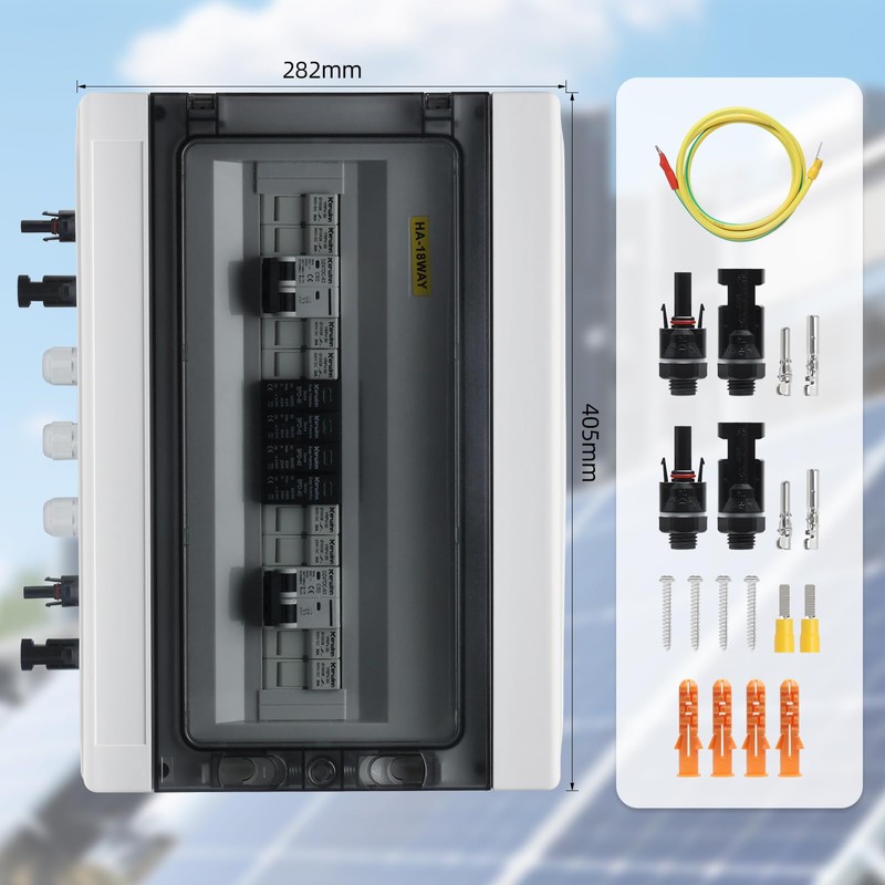 KERWINN PV Solar Combiner Box,50A 500V Junction Box IP65 Waterproof