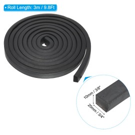 PATIKIL 9.8Ft Foam Rubber Strips, 20mm Wide 10mm Thick EPDM Rubber Soundproof Foam Seal Strip Sealing Foam Tape for DIY Gasket Sealing Door Window Insulation, Black