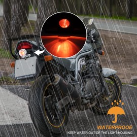 1PC Motorcycle Tail Light Red,12V Motorcycle Brake Stop Running Light Lamp with License Plate Holder Motorbike Rear Taillight Black Aluminum Alloy for Chopper Bobber Cafe Racer Bike(Silver)