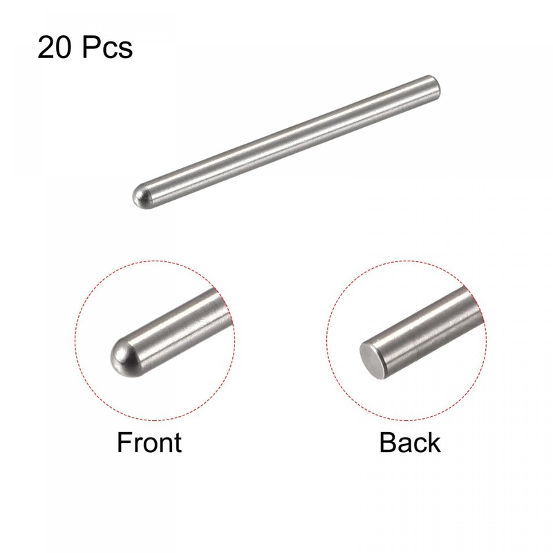 sourcing map 2x30mm Dowel Pins, 20pcs 304 Stainless Steel Round