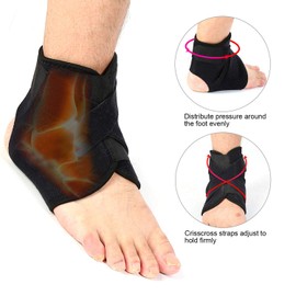 Ankle Brace for Running & Everyday Wear, Foot Brace with Arch Support, Adjustable Compression Wrap, Ankle Sleeve for Plantar Fasciitis, Tendinitis, Sprain, Swelling, Sports, One Size Fits Both Feet