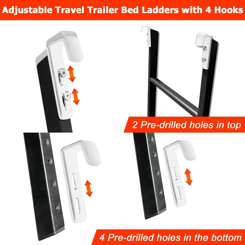 RV Bunk Bed Ladder, 55" Interior Adjustable Travel Trailer Twin