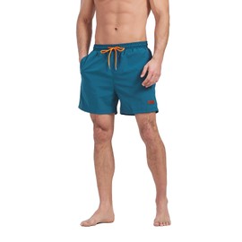 Ougelebo Men's Swimming Trunks with Zip Pocket, Quick-Drying