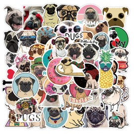 100 PCS Cute Pug Dog Stickers,Gift Stickers for Children Teens Adults,Unique Durable Aesthetic Trendy Sticker Perfect for Water Bottles Laptop Bumper Guitar Skateboard Computer Scrapbook Wall