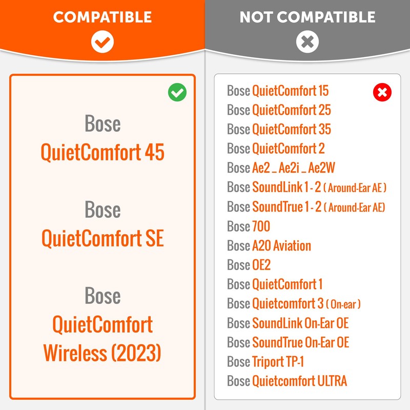 WC PadZ QC45 - Earpads for Bose QuietComfort 45 /