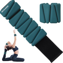 BECOJADDE Wrist Ankle Weights Adjustable Training Intensity for Strength Training Walking Running Yoga Pilates Jogging for Women Men Set of 2 (1lb Each), Deep Emerald