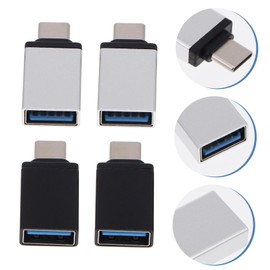 CAXUSD 4pcs USB Type-c to USB Adapter Compact Charging and Data Transfer Converters Black Silver for Laptops Phones