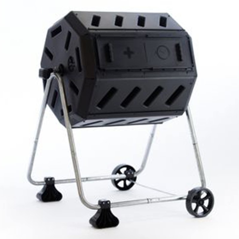 FCMP Outdoor IM4000-WK 37 Gallon Plastic Dual Chamber Tumbling Composter