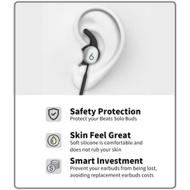 WADVCU Soft Silicone Strap Compatible with Beats Solo Buds, Special Anti-Skid Design Sports Anti Lost Headphones Lanyard Accessories ONLY Compatible with Beats Solo Buds Earbuds Neck Rope Cord(Black)