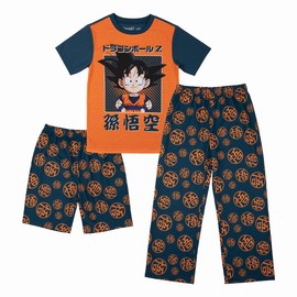 Bioworld Dragon Ball Z Youth Sleepwear Set Tee Shirt, Sleep Shorts, and Sleep Pants- XL Multicolored