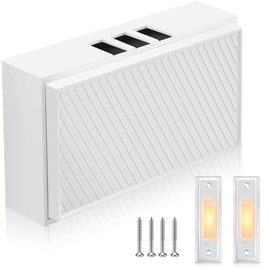 Saillong Wired Doorbell Chime with 2 Lighted Push Buttons, 16V 10VA Two Sounds Front and Rear Hardwire Door Bell Kit for Home Wall Inside, Compatible with Most Brand Doorbells(White, Yellow)