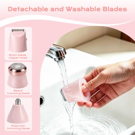 Electric Razors for Women, 3 in1 Bikini Trimmer, IPX7 Waterproof Rechargeable Facial Hair Removal & Eyebrow Shaver with LED Display for Legs/Face/Armpits/Bikini(Pink)