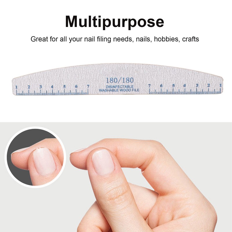 50PCS 180/180 Grit Nail File Reusable Washable Professional Nail Care
