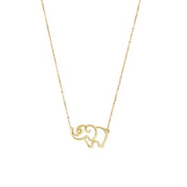 MCS Jewelry 14 Karat Yellow Gold Open Lucky Elephant Pendant Necklace (17")