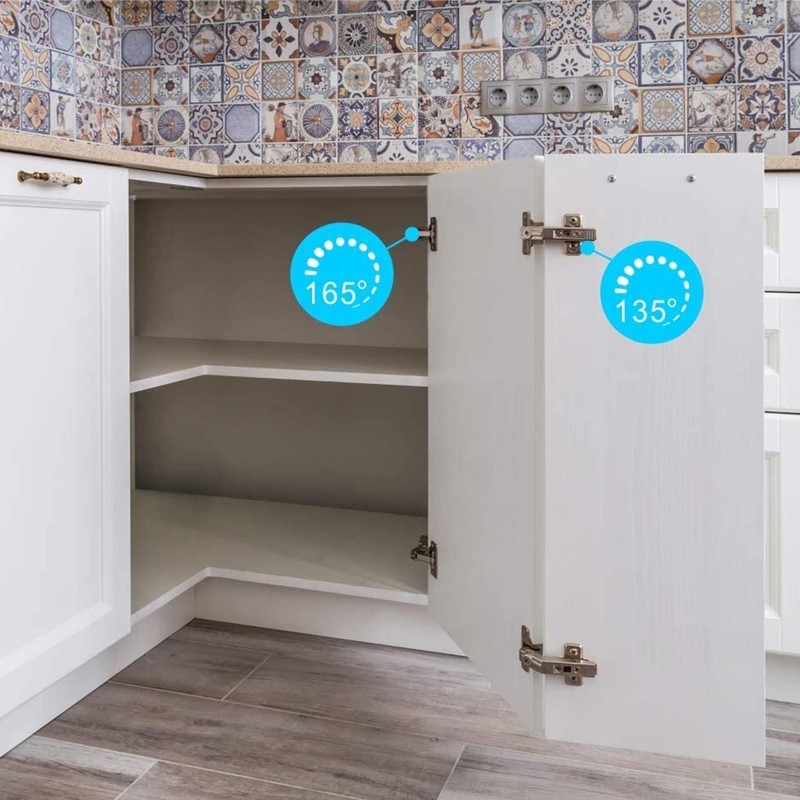 Furniware 135° Folden Door Hinges, 2 Pack Corner Kitchen Cabinet