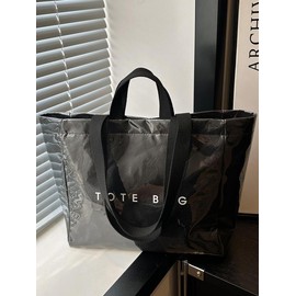 Women's Solid Color Tote Bag, Fashionable Large Capacity Shoulder Bag for Work & Daily Used, Casual Trendy Versatile High-quality Daily Commuting Bag, PVC Leather Satchel, Tote Bag for Women:_Green_one-size