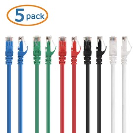 Cable Matters Cable Ethernet Cat6 sin enganche combinado de 5 colores (cable Cat6, cable Cat 6) 10 pies