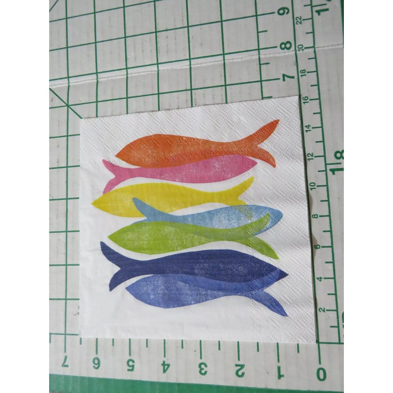 IHR Two Decorative Luncheon Napkins for Decoupage "Hand Stamped Fish"