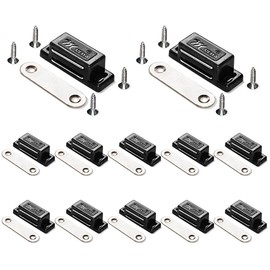 12 Pack Cabinet Magnets Magnetic Door Catch for Kitchen Bathroom Cupboard Wardrobe Closet Closures Cabinet Door Drawer Latch 15 lbs Screws Included (Black)
