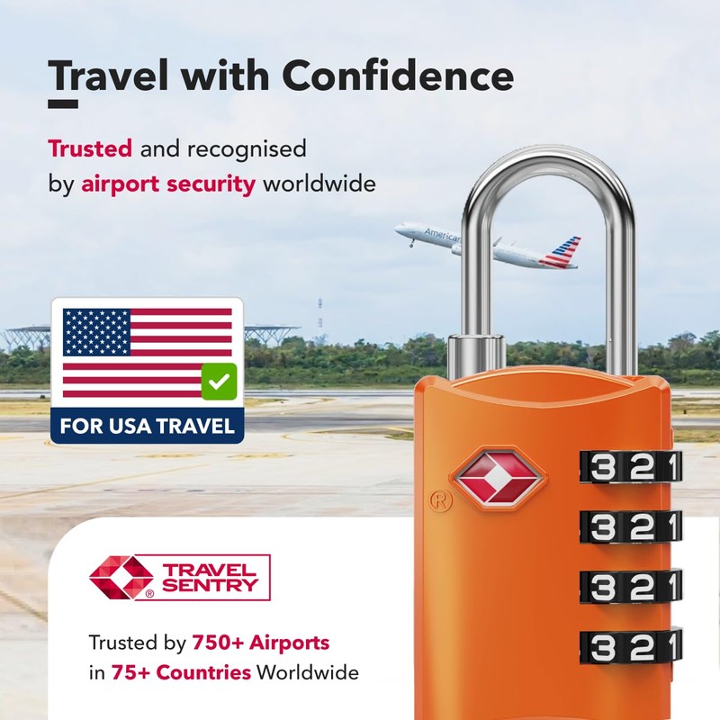 NOVLOCK TSA Approved Luggage Locks – Suitcase Padlock with 4-Digit