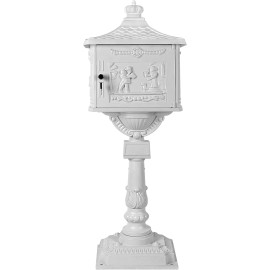 Polar Aurora Mail Box Heavy Duty Mailbox Postal Box Security Cast Aluminum Vertical Pedestal - White