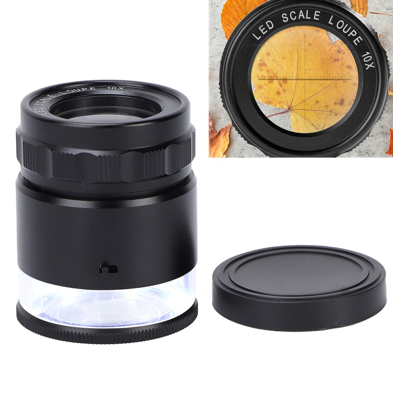 10X Loupe Measuring Magnifier 6LED Illuminated Jewelry Magnifying Glass USB