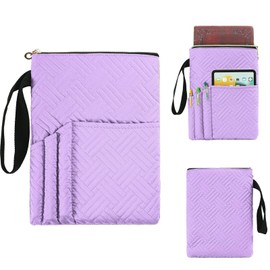 APLUFINE Book Sleeve with Zipper, 11"X9" Padded Book Protector, Washable Quilted Book Covers for Paperbacks, Book Pouch with Pockets for Book Lover Gifts