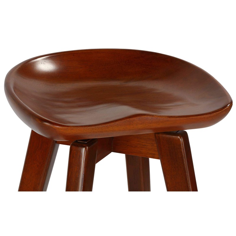 Cortesi Home Tiwi Backless Swivel Barstool in Solid Wood, 29"