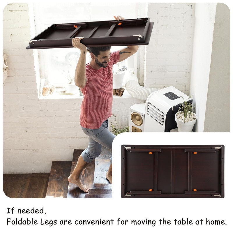 Nnewvante Large Size Floor Desk, Folding Low Coffee Table, No