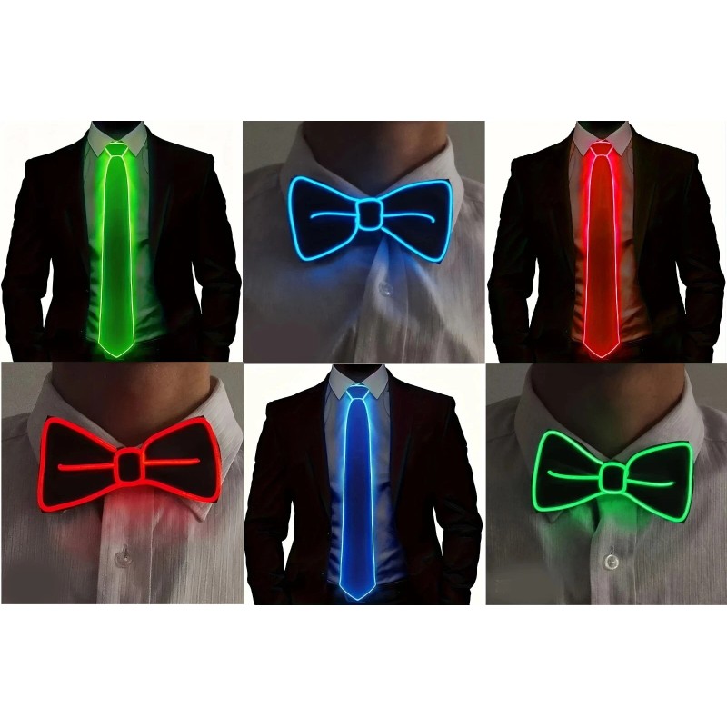 Unbranded Glowing Tie Men Wire Neon LED Luminous Neck-Tie Party