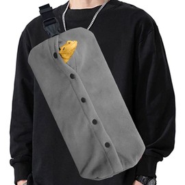 Bearded Dragon Carrier - Adjustable Soft Bearded Dragon Travel Sling Reptile Carrier Chest Bag for Lizard Snake Hedgehog Gecko Small Animals Outdoor Walking Accessories (XL,Grey)