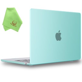 UESWILL Case Compatible with MacBook Air (15 inch, M2/M3/M4, 2023/2024/2025) Model A2941 A3114 A3241 with Touch ID, Matte Hard Shell Cover + Microfiber Cloth, Green