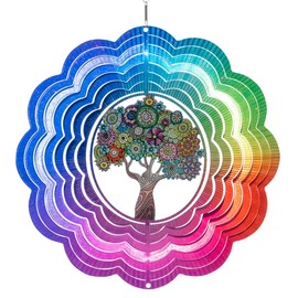CIM Rainbow Wind Chime Stainless Steel Smooth Spinning Wind Mobile with Brilliant Colours, Includes Hanging Bracket, Attractive Window and Garden Decoration