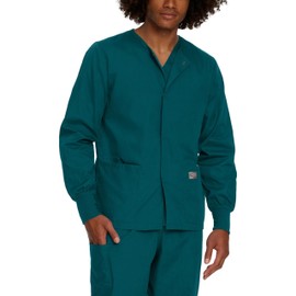 Landau Scrub Zone 75231 - chamarra quirúrgica unisex de ajuste relajado con 2 bolsillos a presión, Caribe, XXXX-Large Grandes