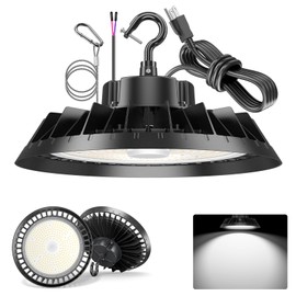 NUOGUAN 200W UFO LED High Bay Light 30000LM, 5000K High Bay LED Shop Light with 5ft Cable, ETL/DLC Listed, 0-10V Dimmable, AC100-277V, IP65 Waterproof Commercial Bay Lighting for Shop/Factory/Garage